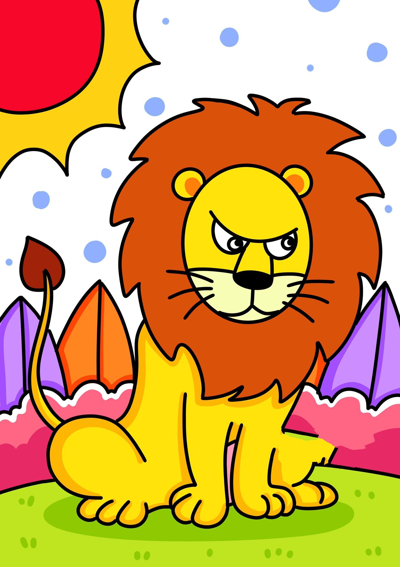 狮子儿童创意画 卡通画 动物儿童画