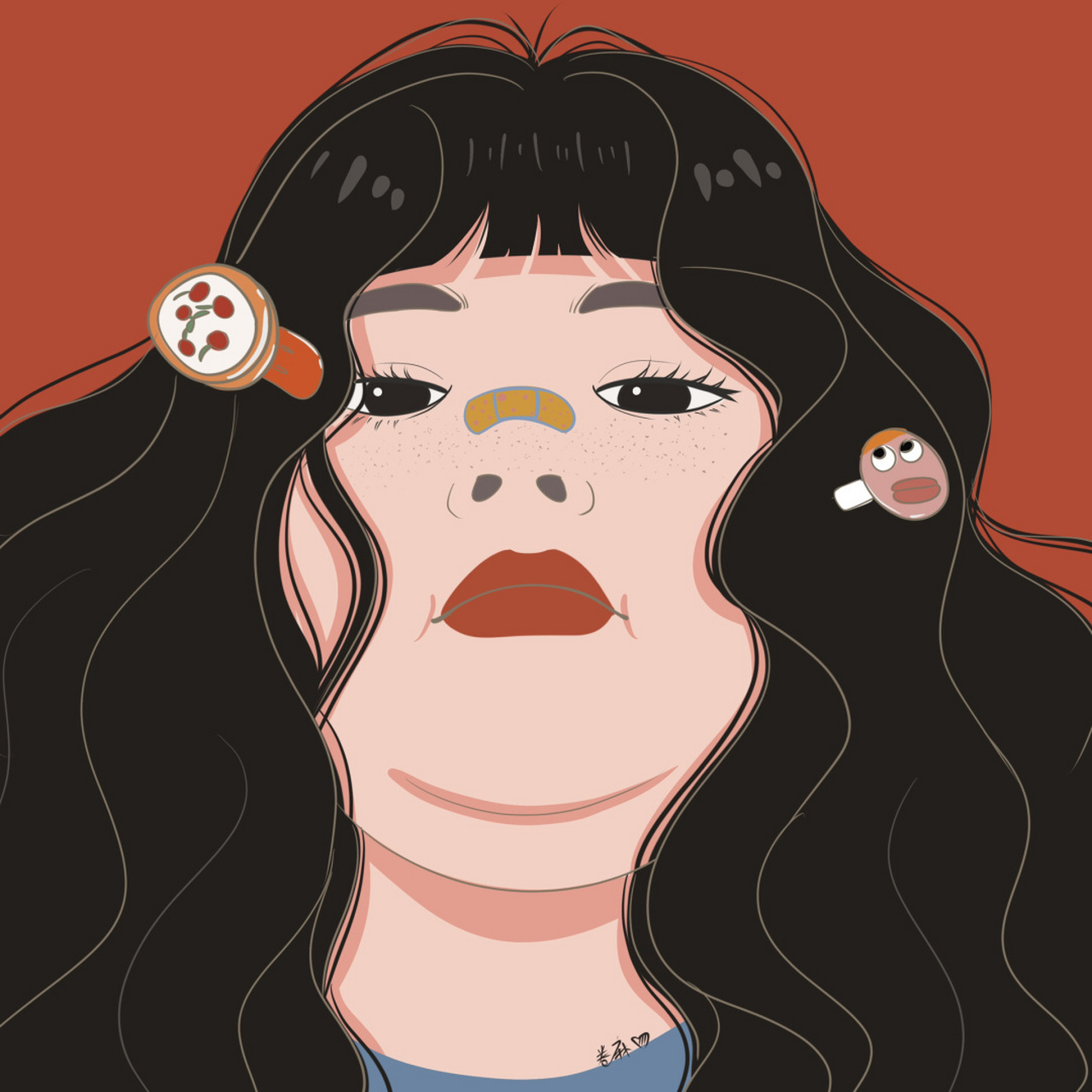 插画 | 搞怪头像 |美女干饭不问斤数 图片92二改92商用92去签名