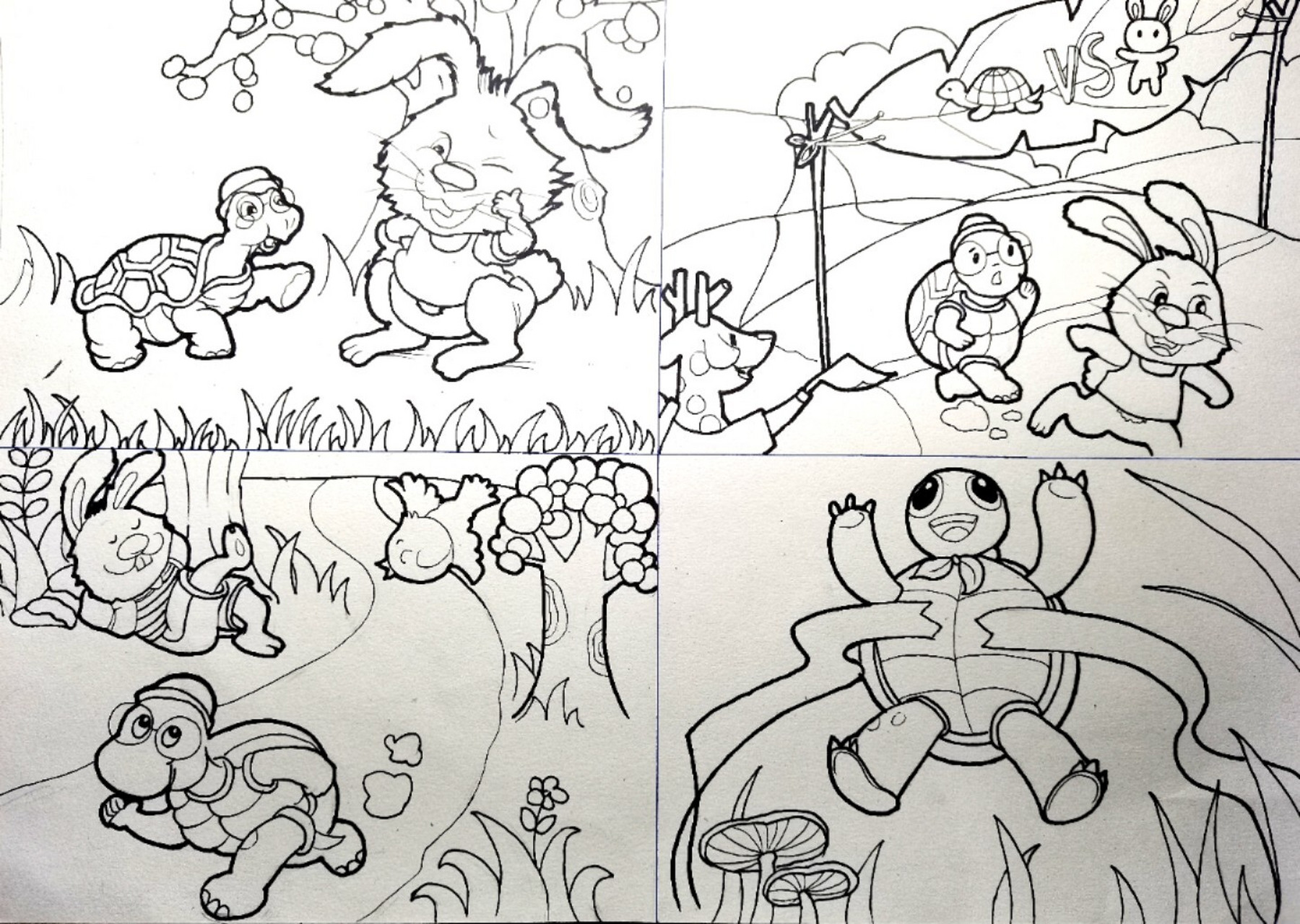 龟兔赛跑插图绘画图片
