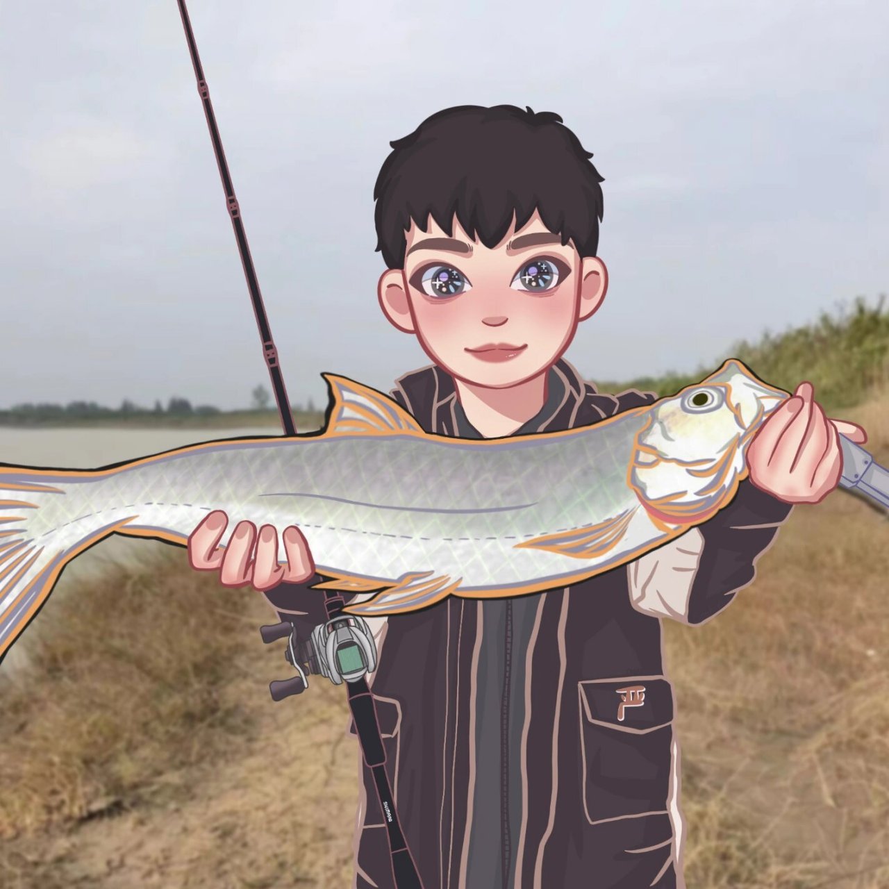 客稿分享 卡通手绘头像 头像月稿 钓鱼人 路亚翘嘴 钓鱼人头像分享