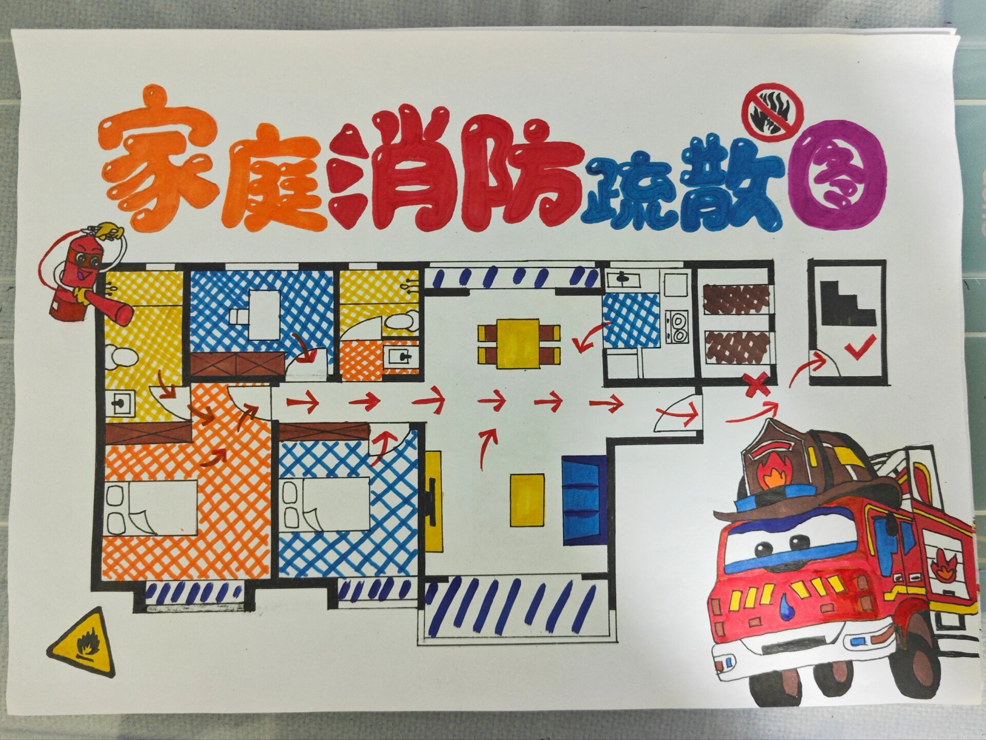 幼儿园作业-家庭消防疏散图