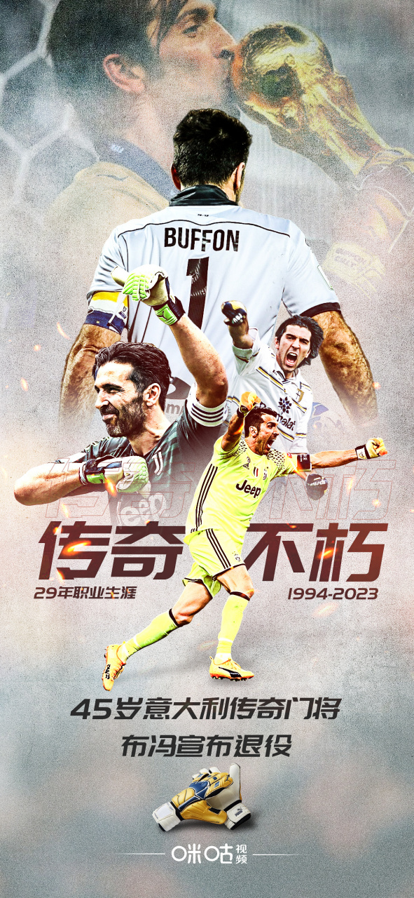 传丨02意大利传奇门将 奇丨90布冯宣布退役 不丨266966年职业