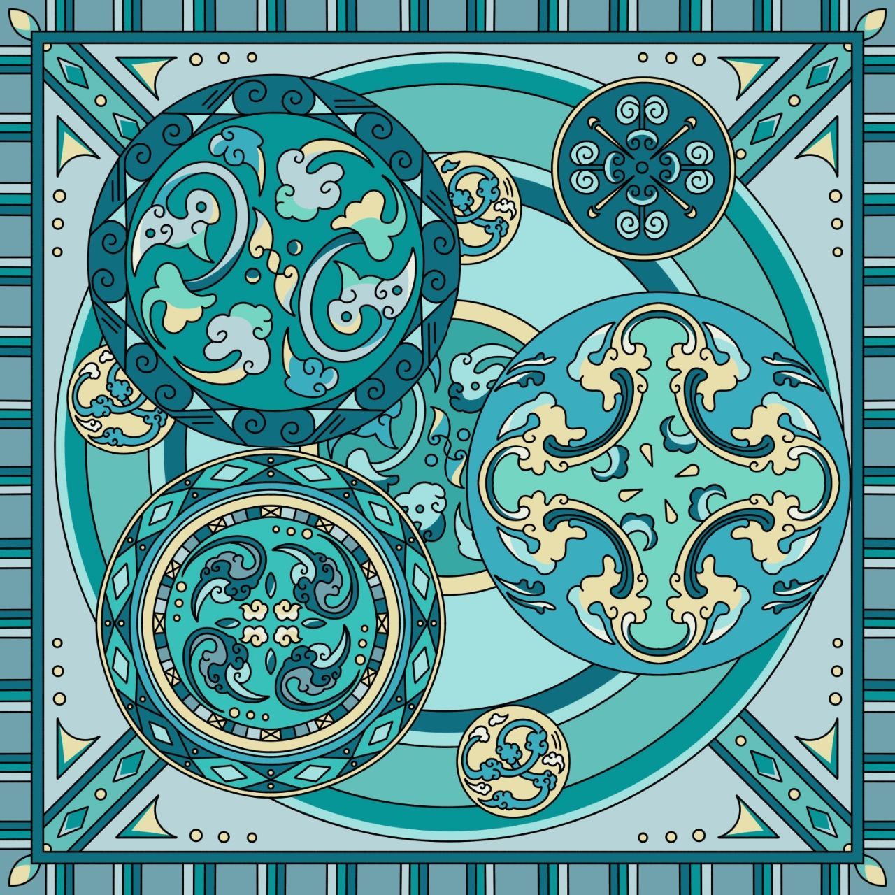 中国传统纹样—云纹 7815云纹, 古代中国吉祥图案,象征高升和如意