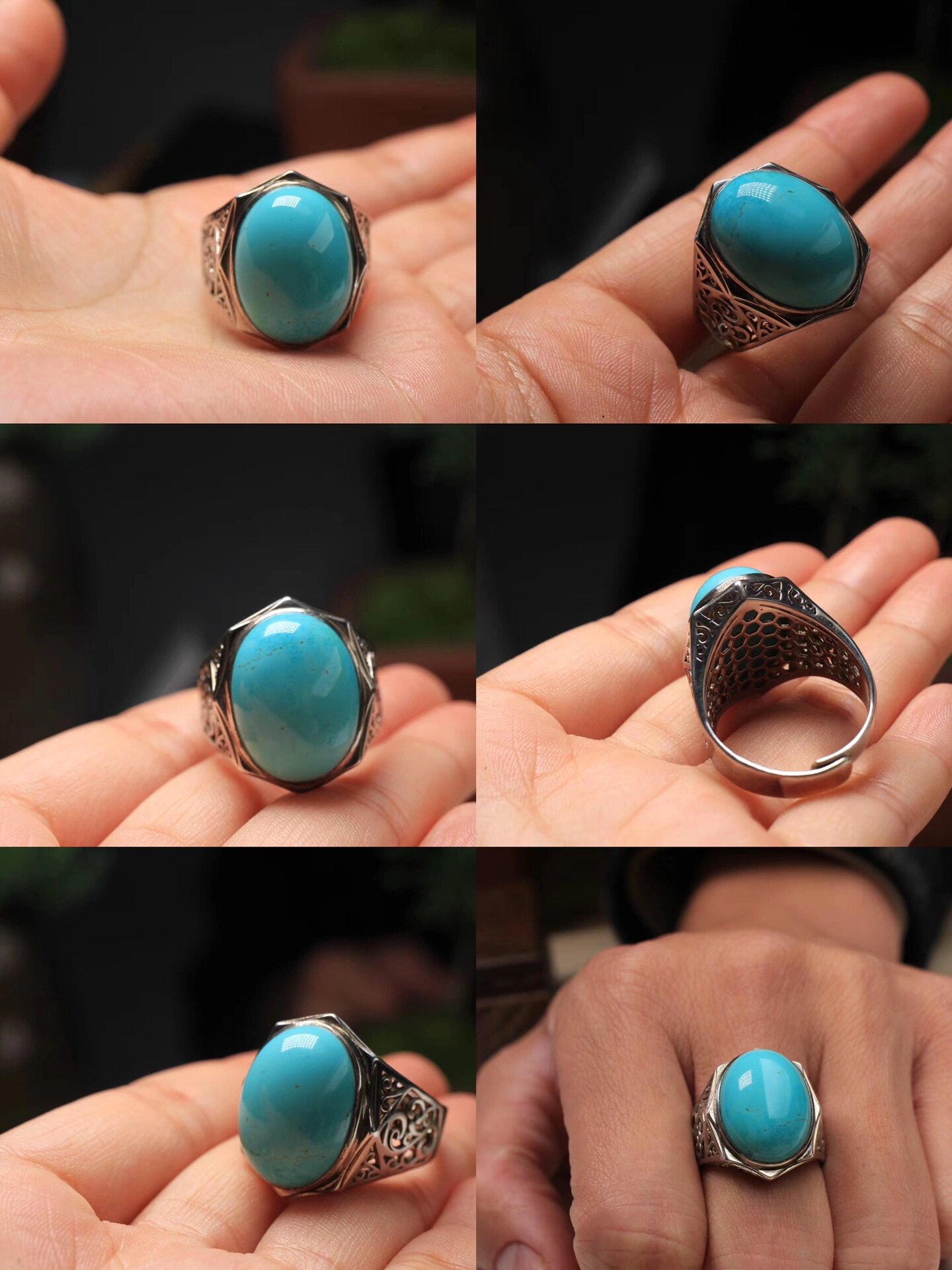 超有质感的绿松石男款戒指,佩戴帅气!