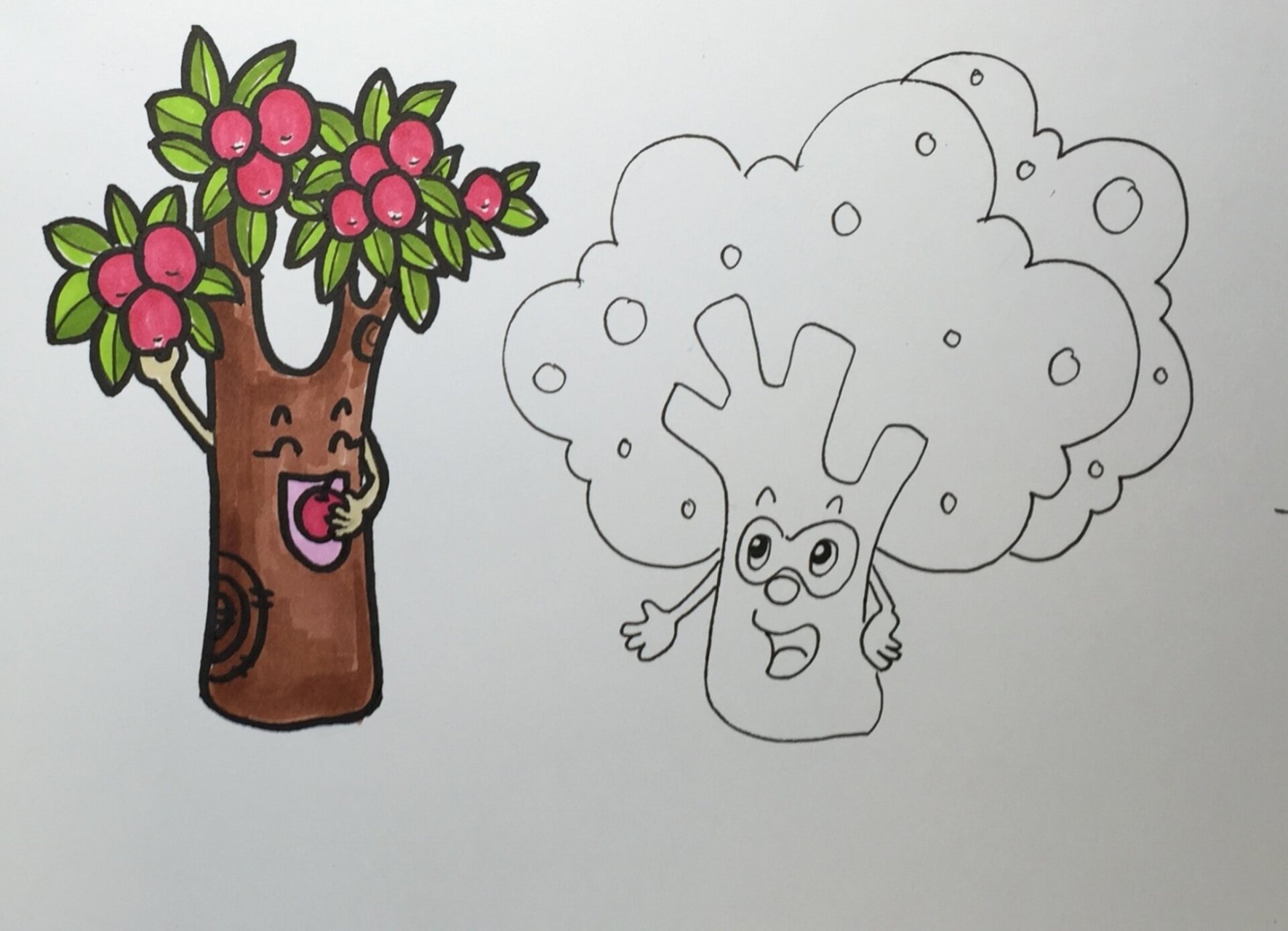 手抄报 素材 儿童画《拟人树和花》