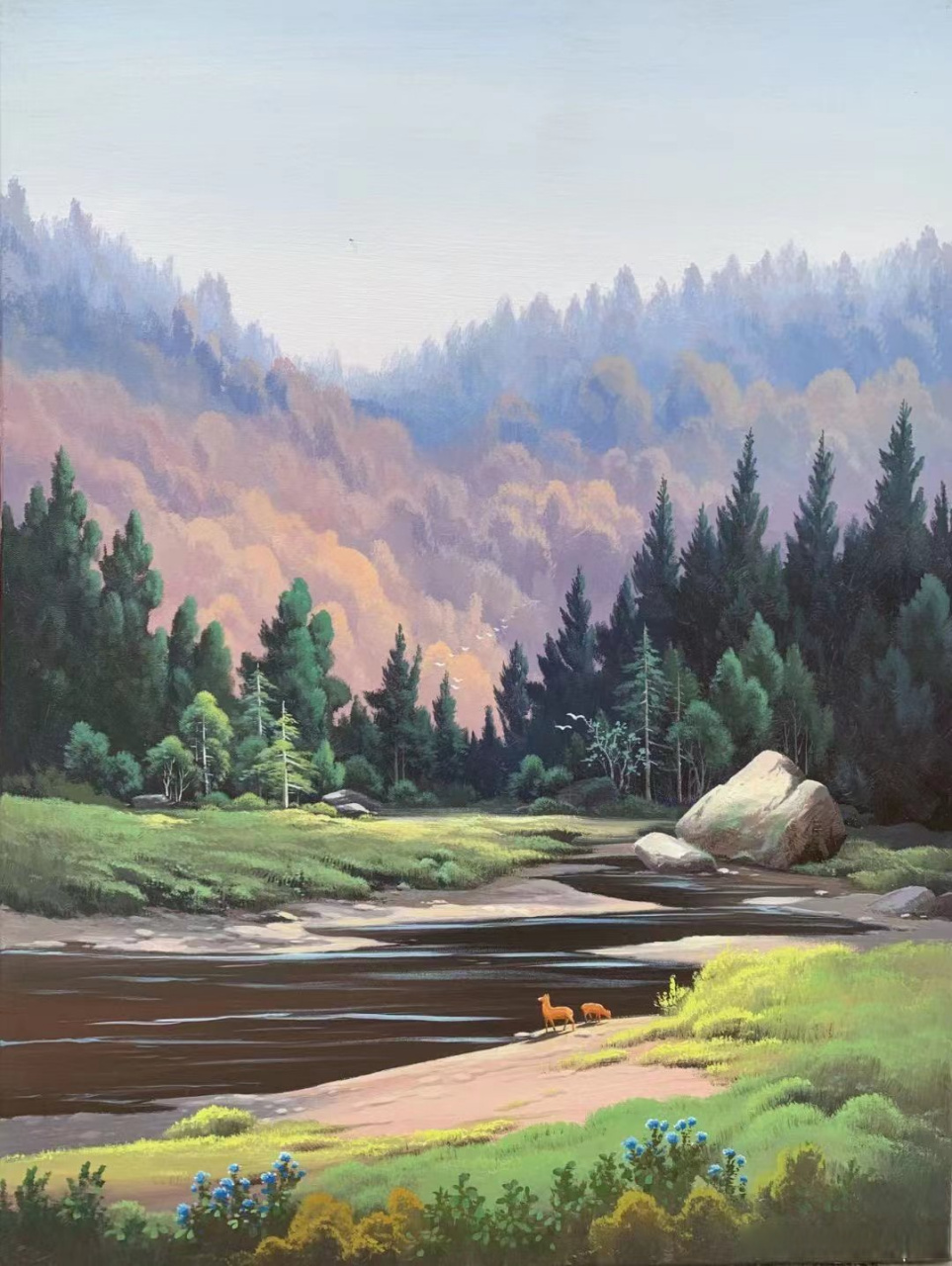 甜甜的色调,既暖心又宁静#装饰画##油画##大朴装饰画