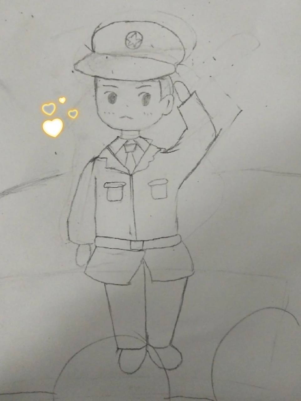 军人简笔画 莫名把军人画的有点可爱