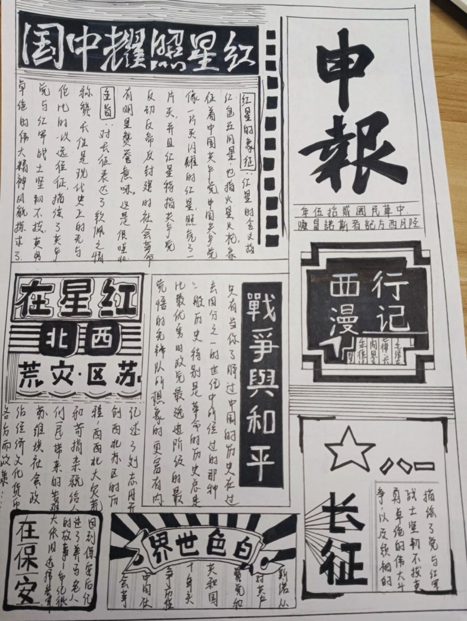 《红星照耀中国》读书手抄报 临摹的大神的作品,真的喜欢这个风格
