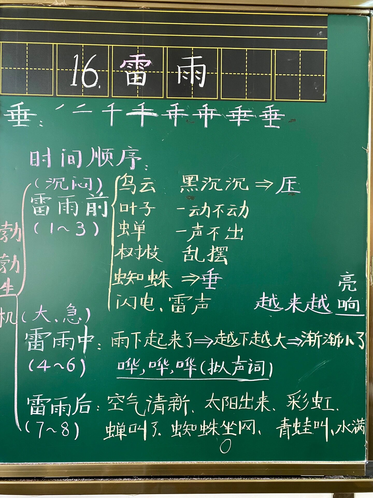 二年级下册16《雷雨》板书