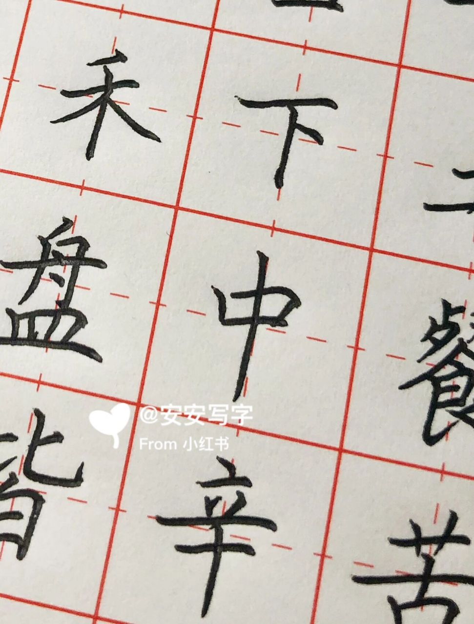 手写丨硬笔楷书 唐诗《悯农》其二 锄 禾 日 当 午, 汗 滴 禾 下 土.