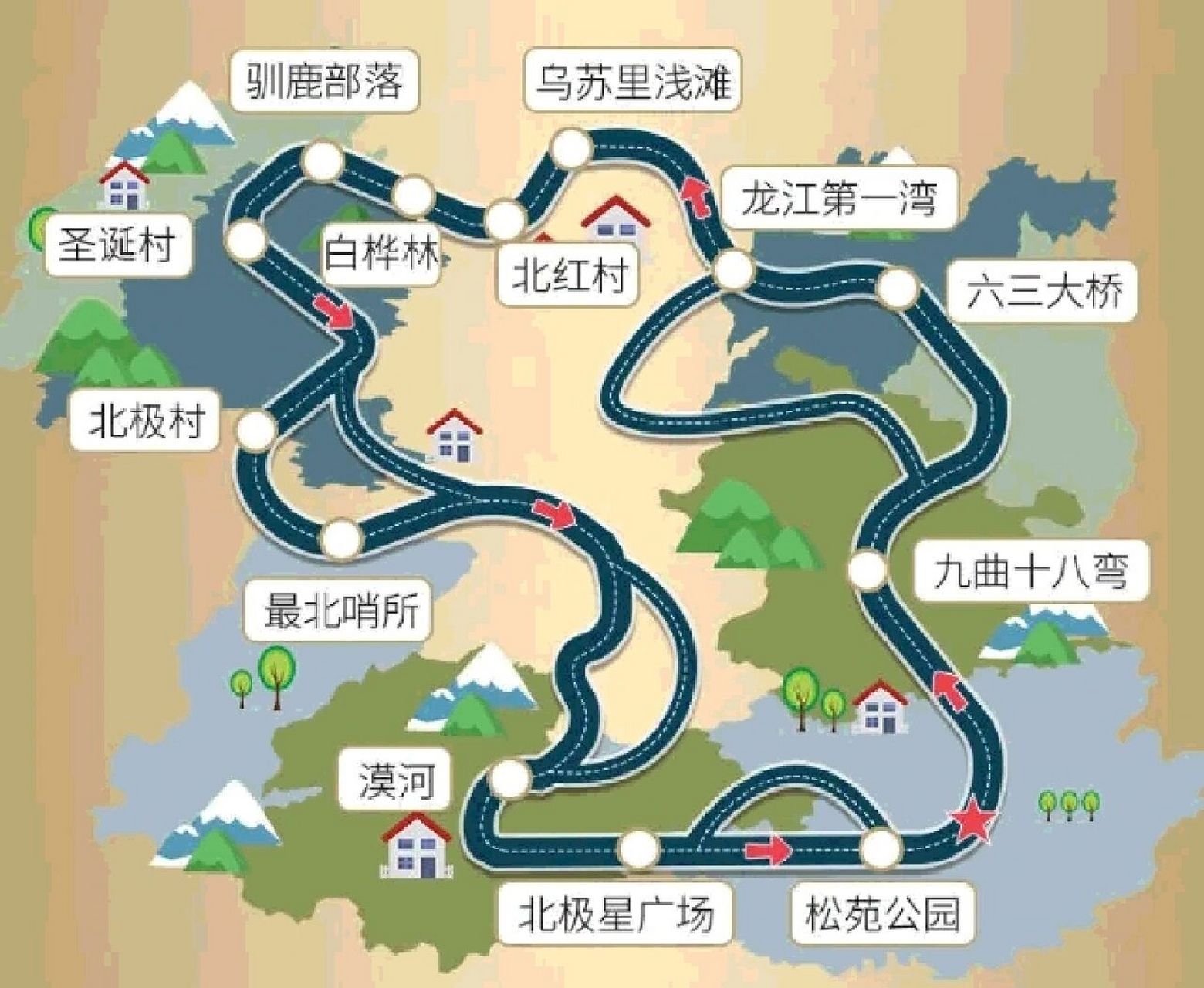 漠河全境旅游路线图奉上979797