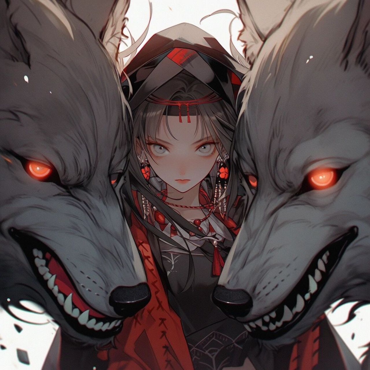 今天是帅气狼少女头像 狼来了少女特辑,这一期狼跟少女组合,月圆之夜