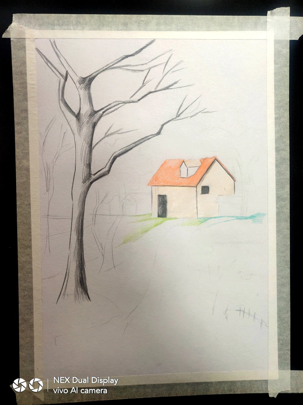 乡间小景(彩铅风景附步骤图