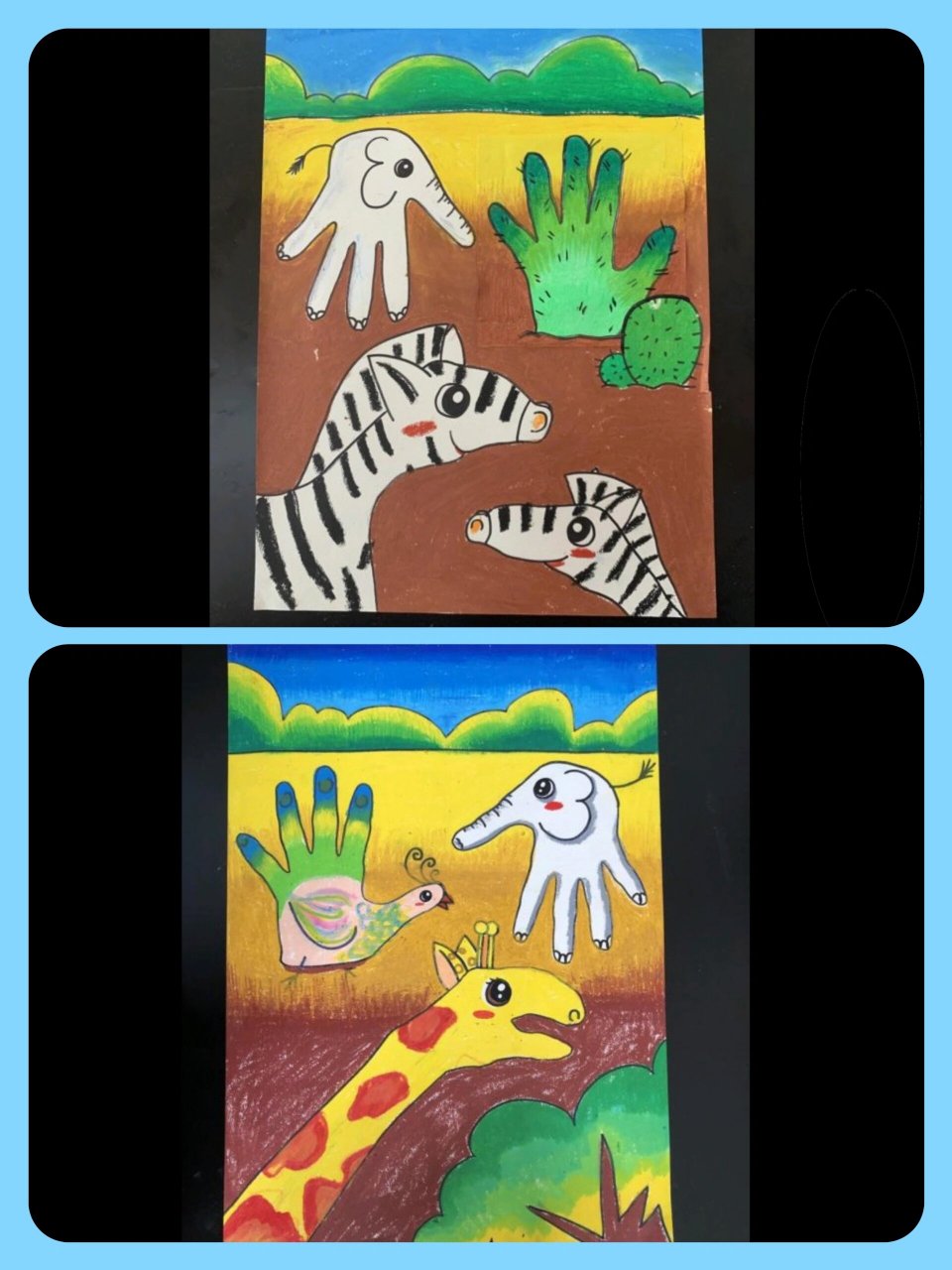 大班美术《手型创意画》 教育规划: 活动称号:大班美术《手形构思画》