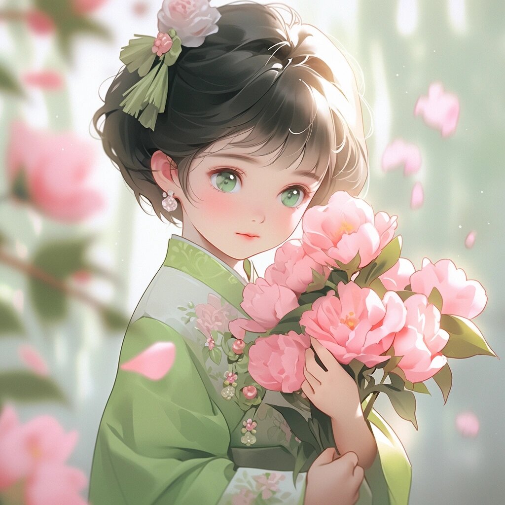 太可爱啦!捧花女生头像