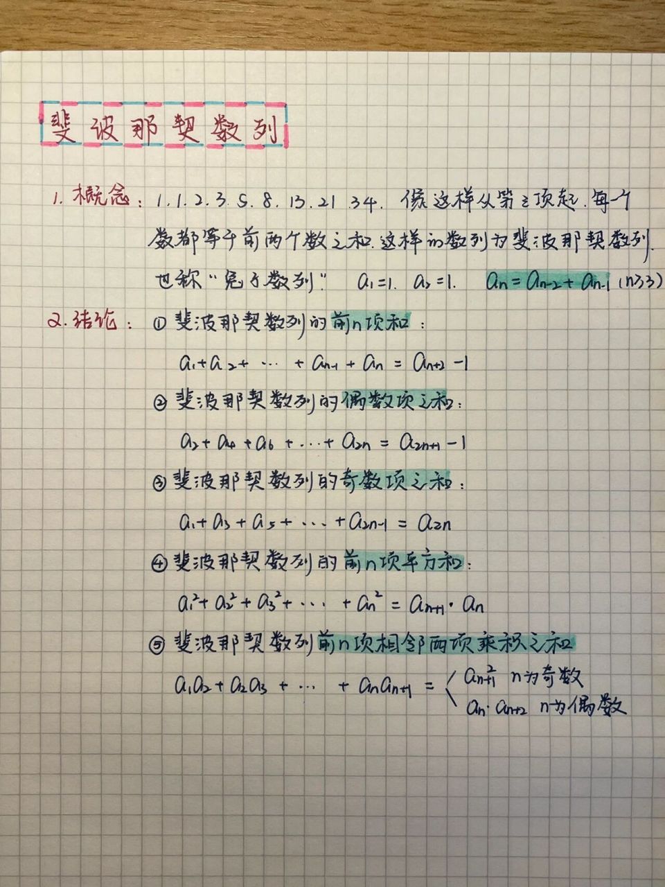 97高中数学|斐波那契数列(兔子数列) 斐波那契数列的常用结论来喽