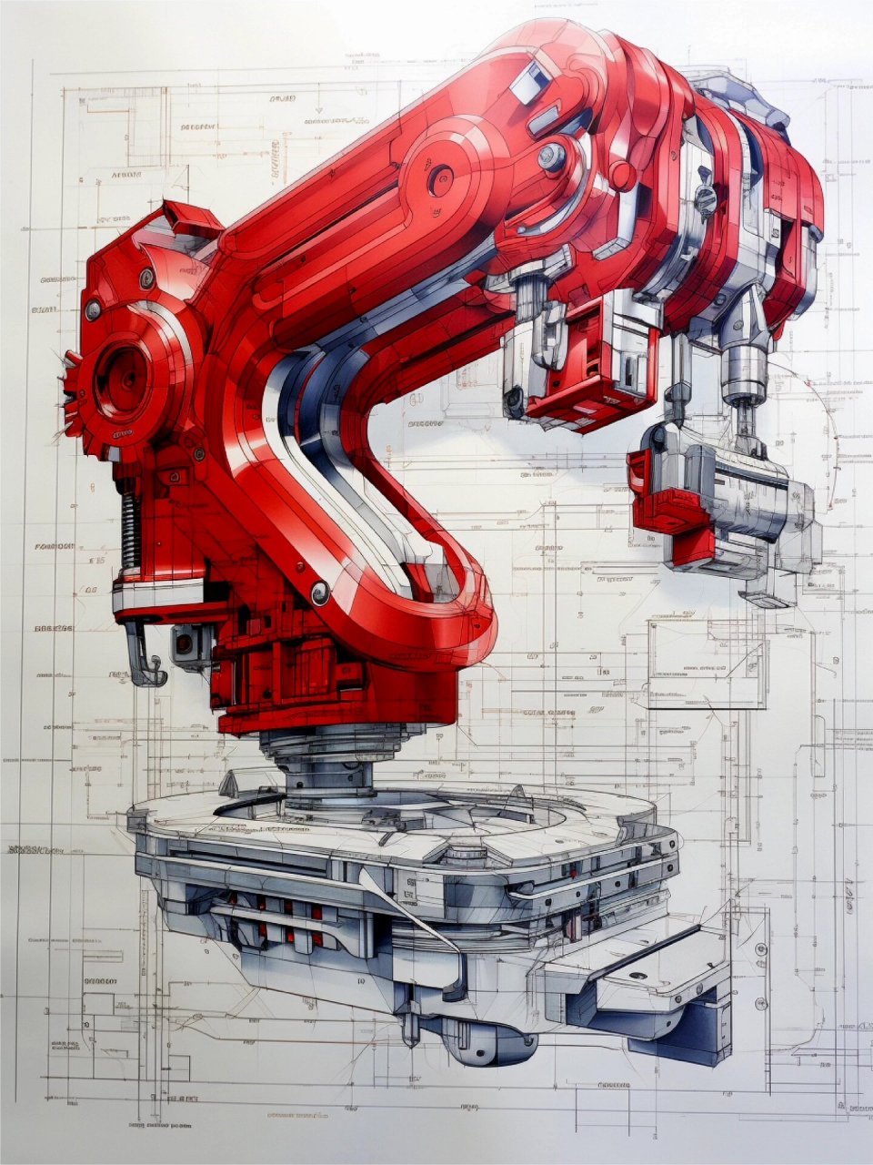挑战91分钟画超复杂机械臂手绘草图04 超精细超复杂的机械臂结构