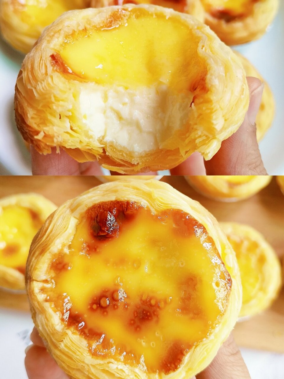 常见的蛋挞分为港式蛋挞和葡式蛋挞两种,葡式蛋挞,外皮松软香酥,内馅