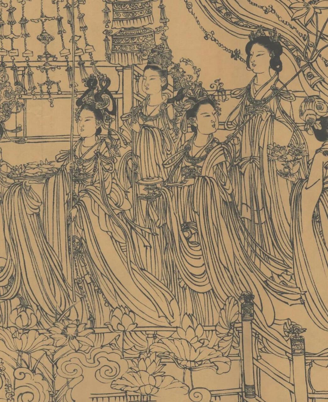 白描初学推荐丨唐 吴道子 八十七神仙卷     八十七神仙卷  绢本,水墨