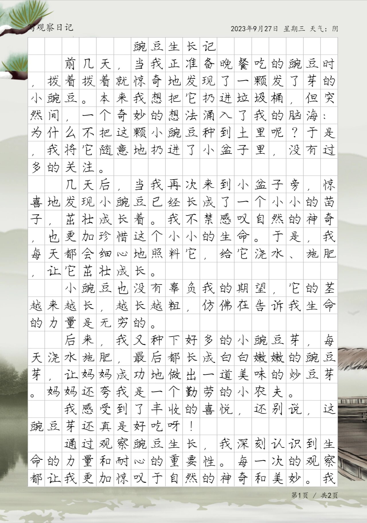 豌豆成长过程的文字图片