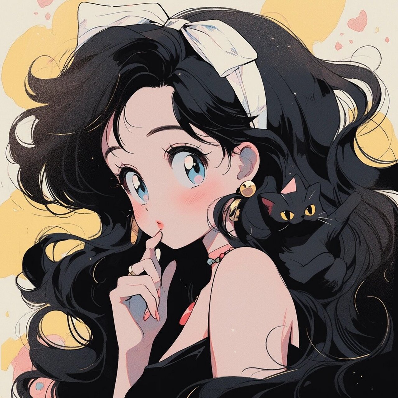 可爱女生抱喵喵头像丨旧漫头像