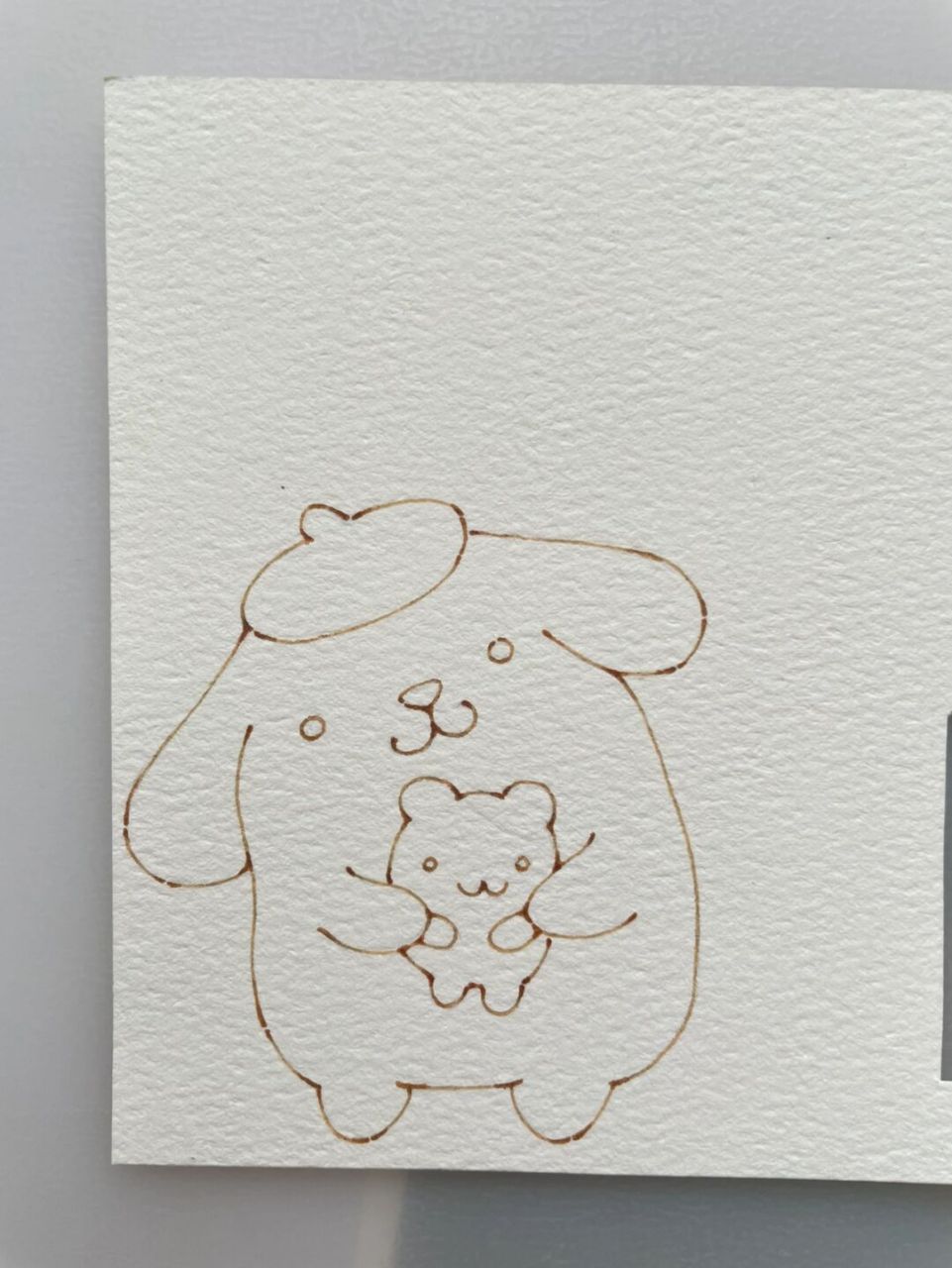 自制书签92钢笔淡彩布丁狗|超简单线稿画法 超级可爱的布丁狗来咯