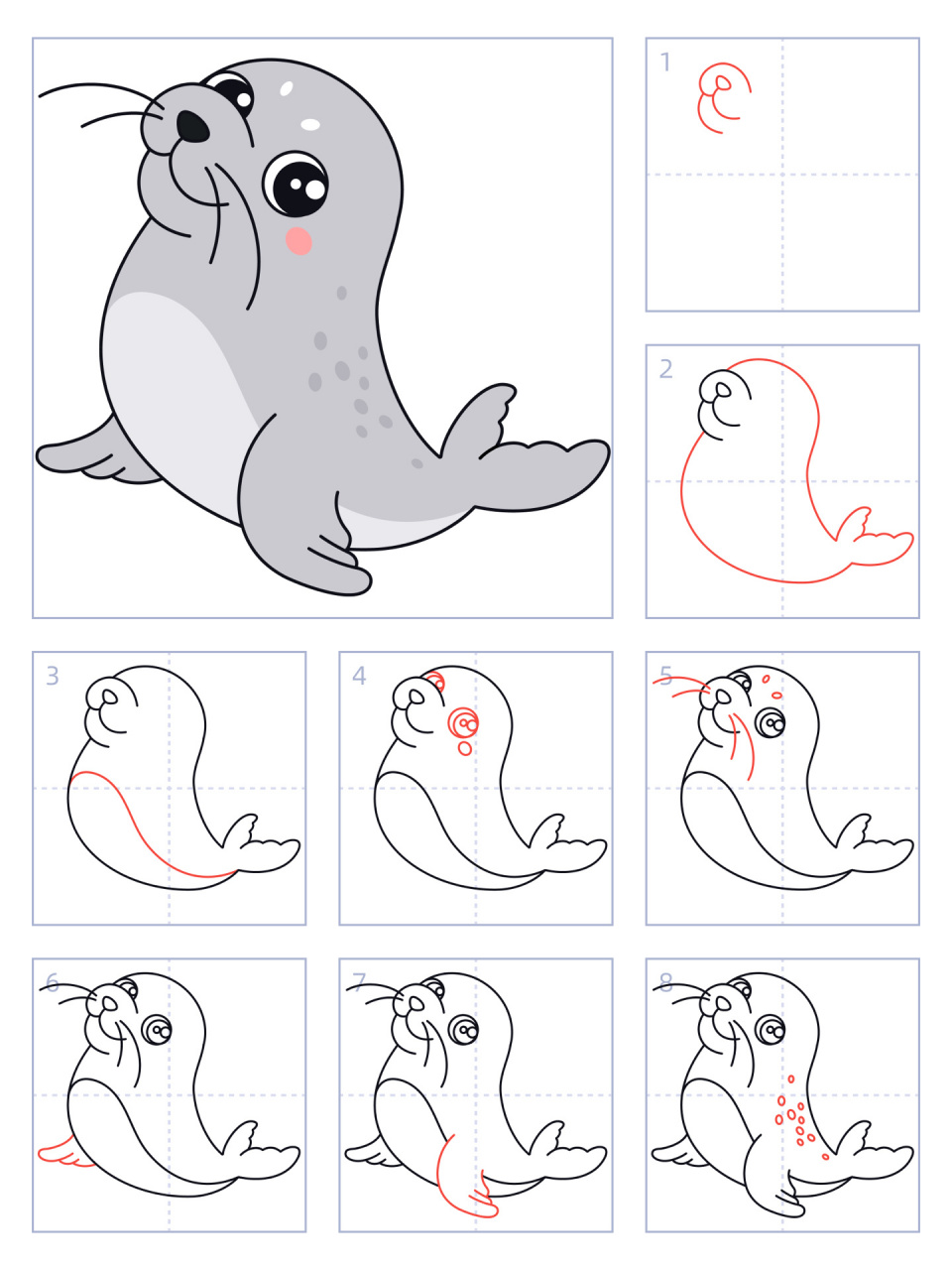 简笔画62期|海豹07 简笔画62期|海豹07!