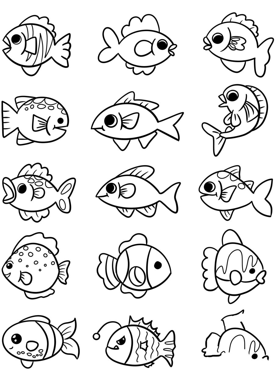 鱼类简笔画(可打印)