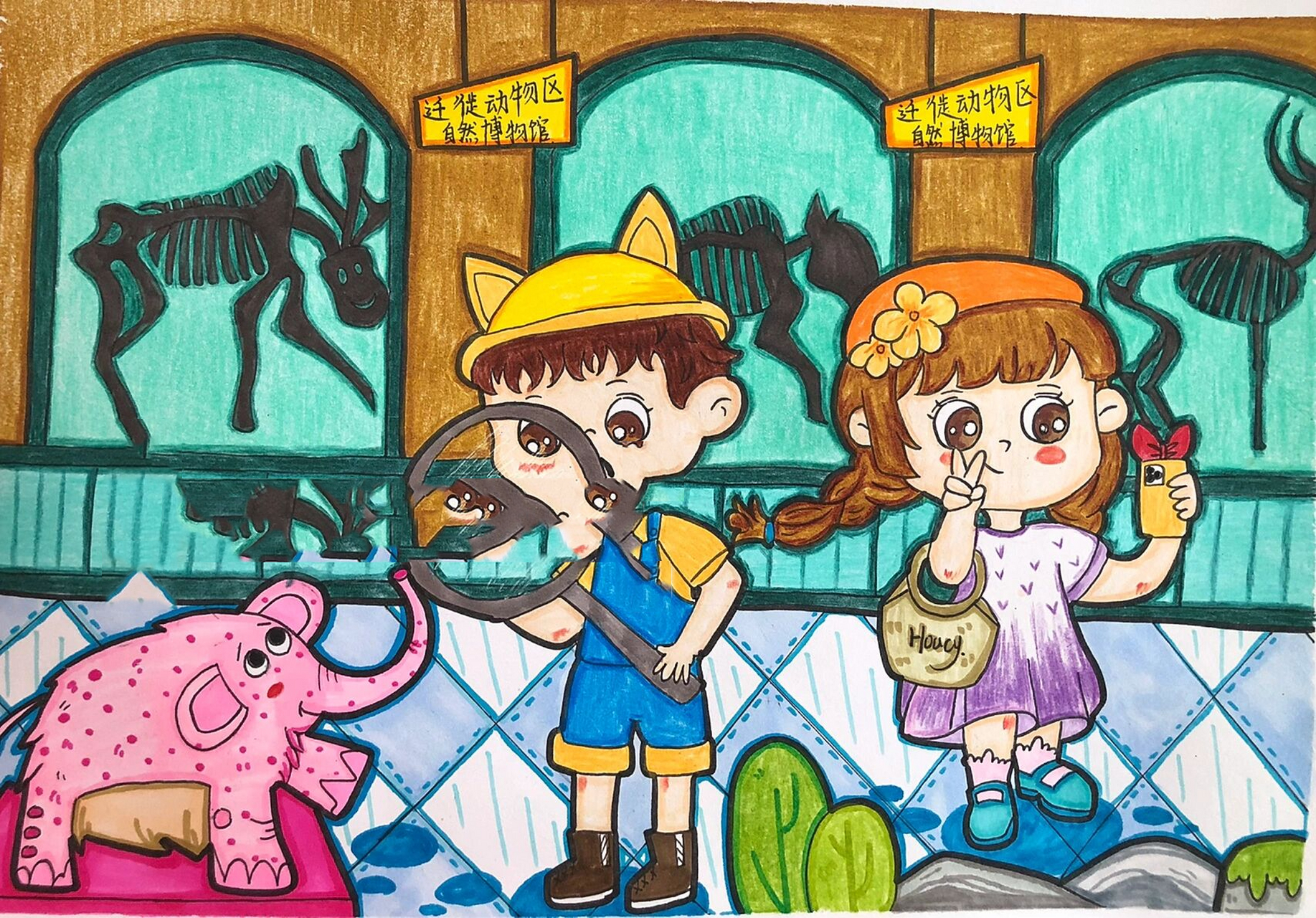 儿童画 《走进博物馆》
