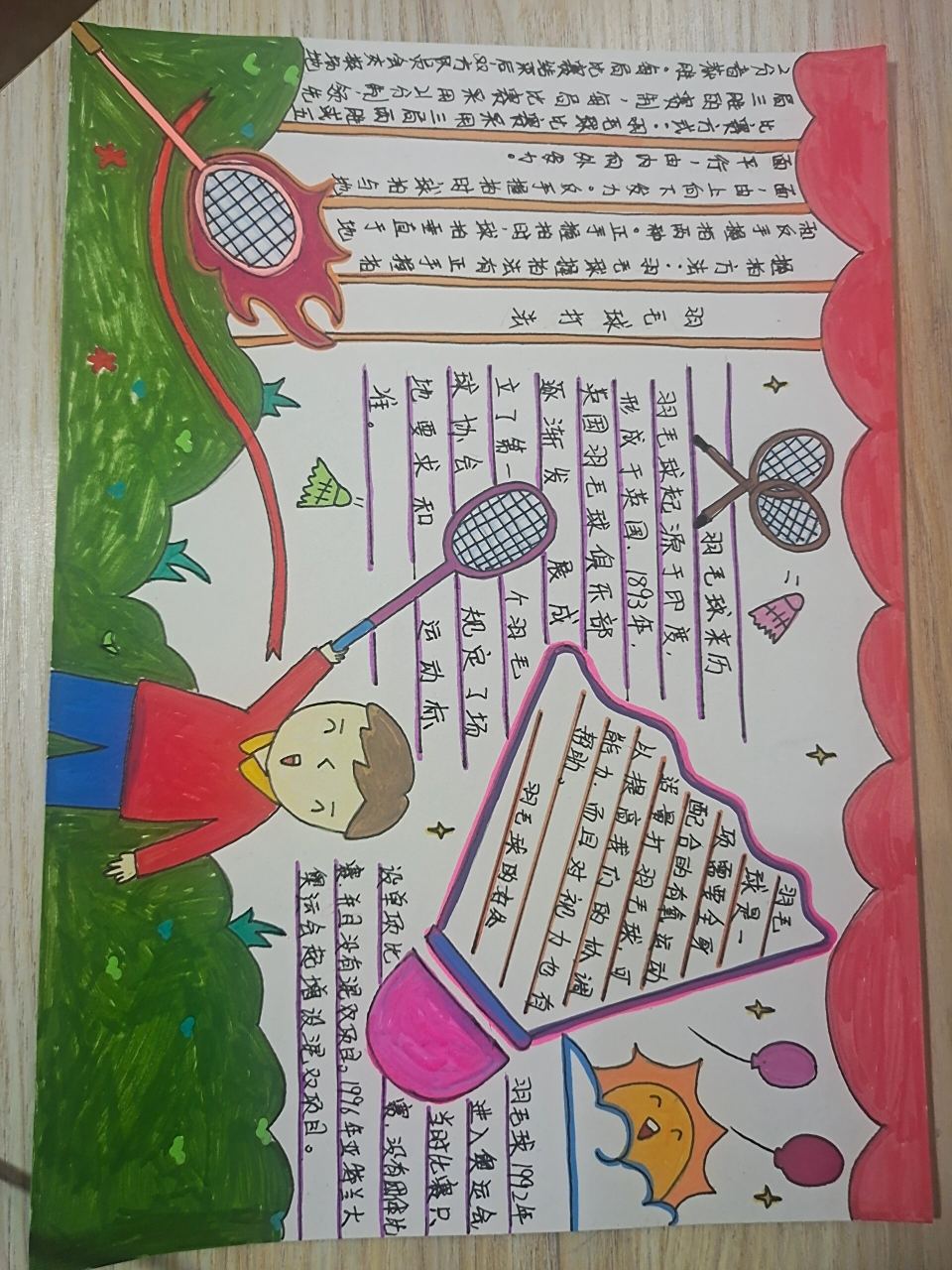 羽毛球手抄报