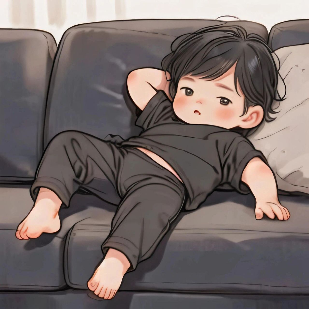 可爱小孩躺平摆烂卡通头像 图片来源网络,侵权删.