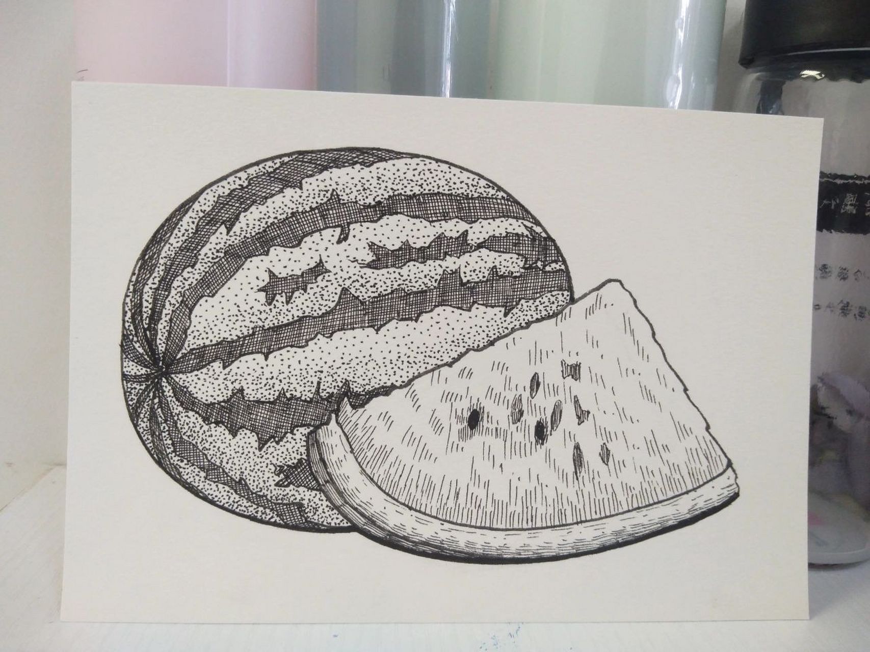 西瓜91写生 《西瓜91写生》 适合年龄:8岁以上 绘画工具:铅笔