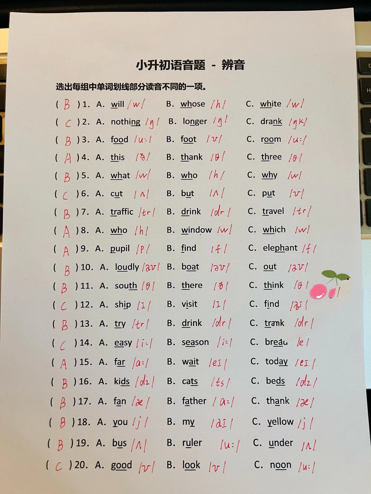 关于小升初英语语音专项（音标）的信息
