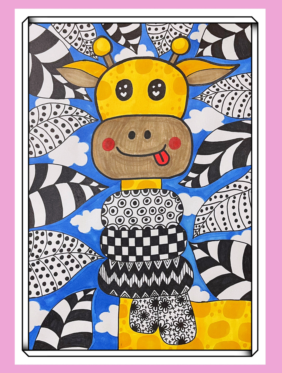 创意儿童画|00长颈鹿的新围巾 天冷加衣哦!