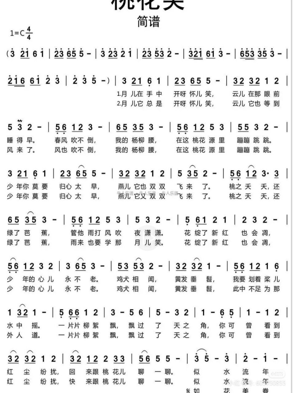 《桃花笑》简谱分享(*^ω^*)