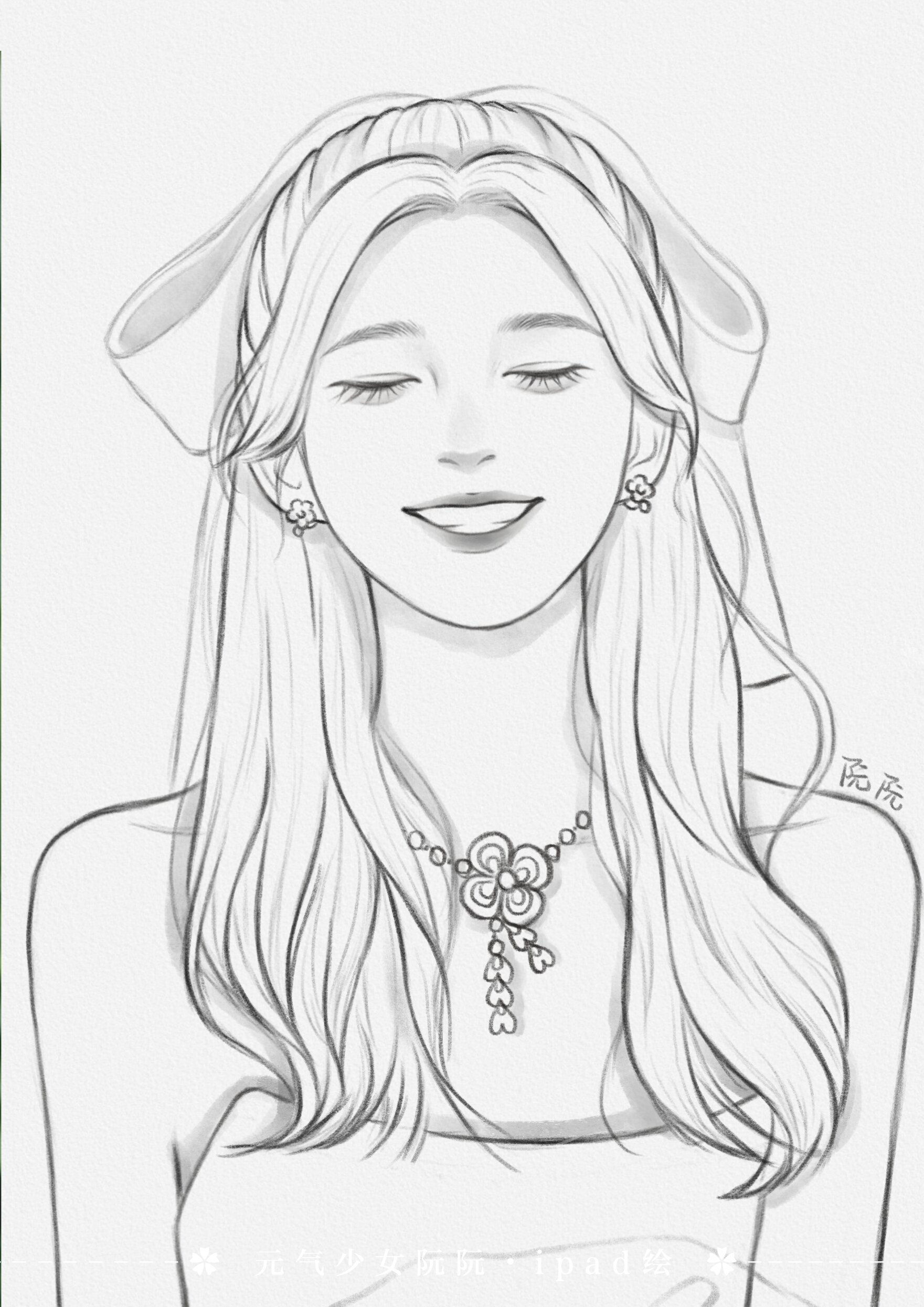 77 赵露思婚纱造型线稿|手绘头像|ipad板绘 画的是赵露思前几天参加