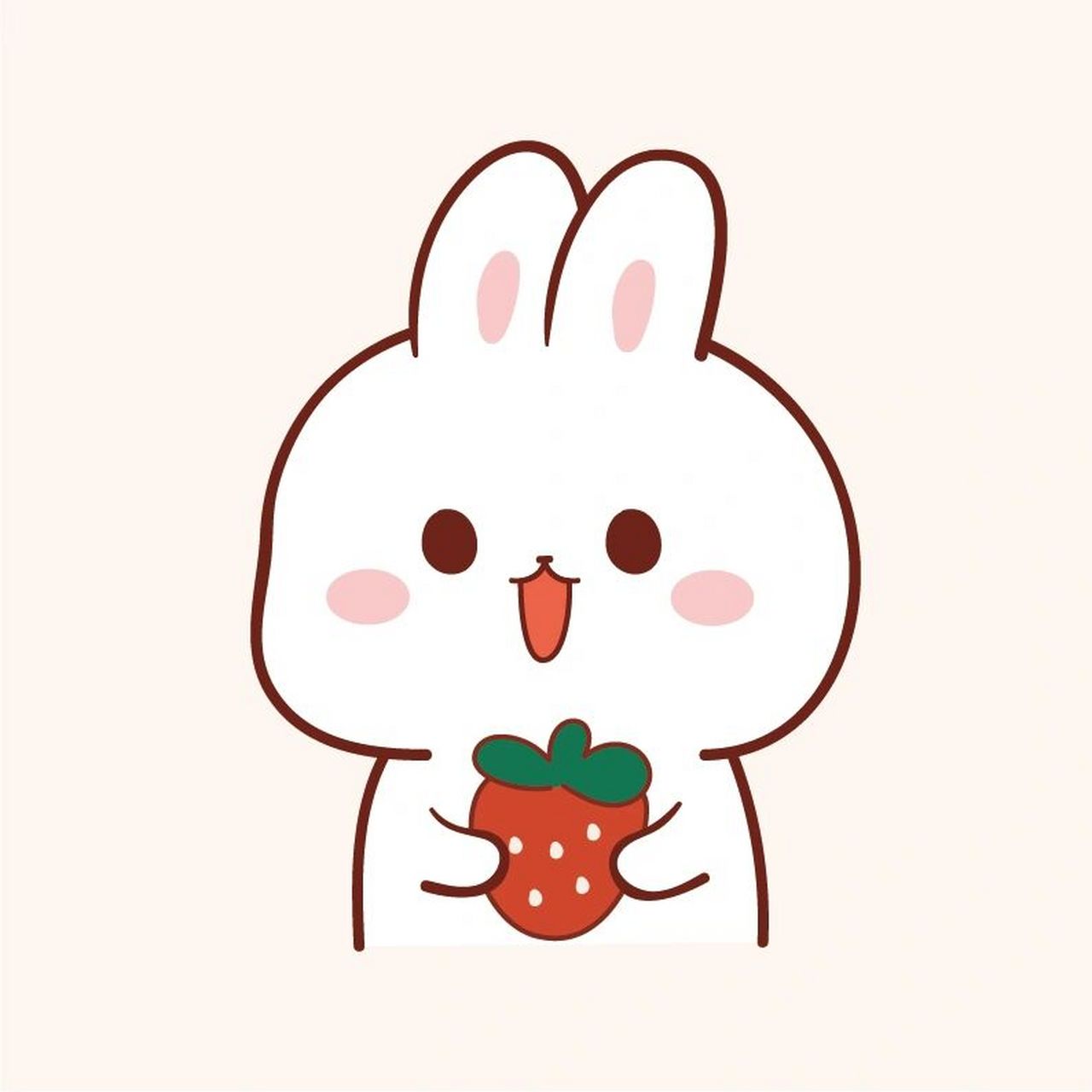 萌小兔子爱草莓 卡通可爱插画设计 头像分享 新画的兔子爱草莓头像