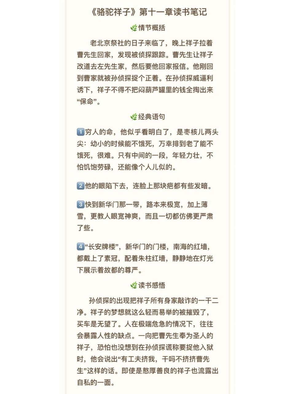 骆驼祥子第十二章概括图片