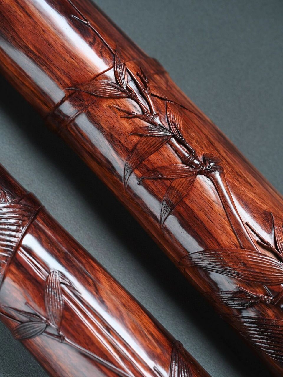 " 竹影和诗瘦 " 海南黄花梨"竹影和诗"镇尺 老料紫油梨,荧光感十足,器