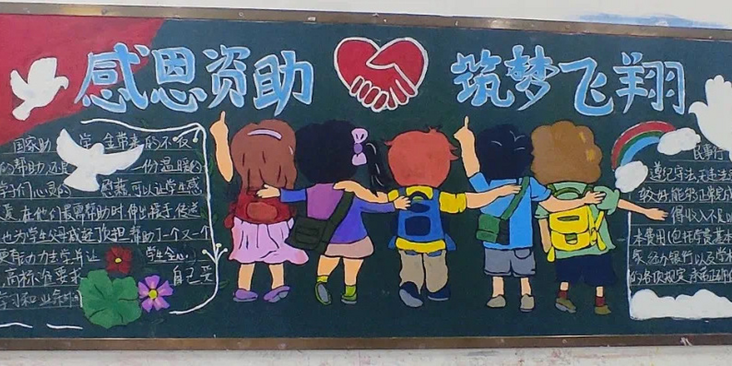 感恩资助 主题黑板报 以"感恩资助"为主题,各班级自主选材,精心设计.