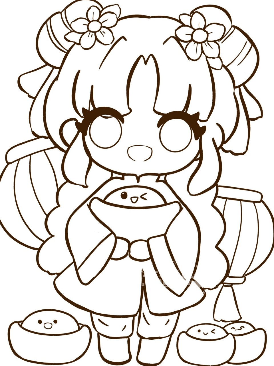 给大家送上元旦的祝福93 	 #卡通简笔画#  #q版人物# #元旦简笔画