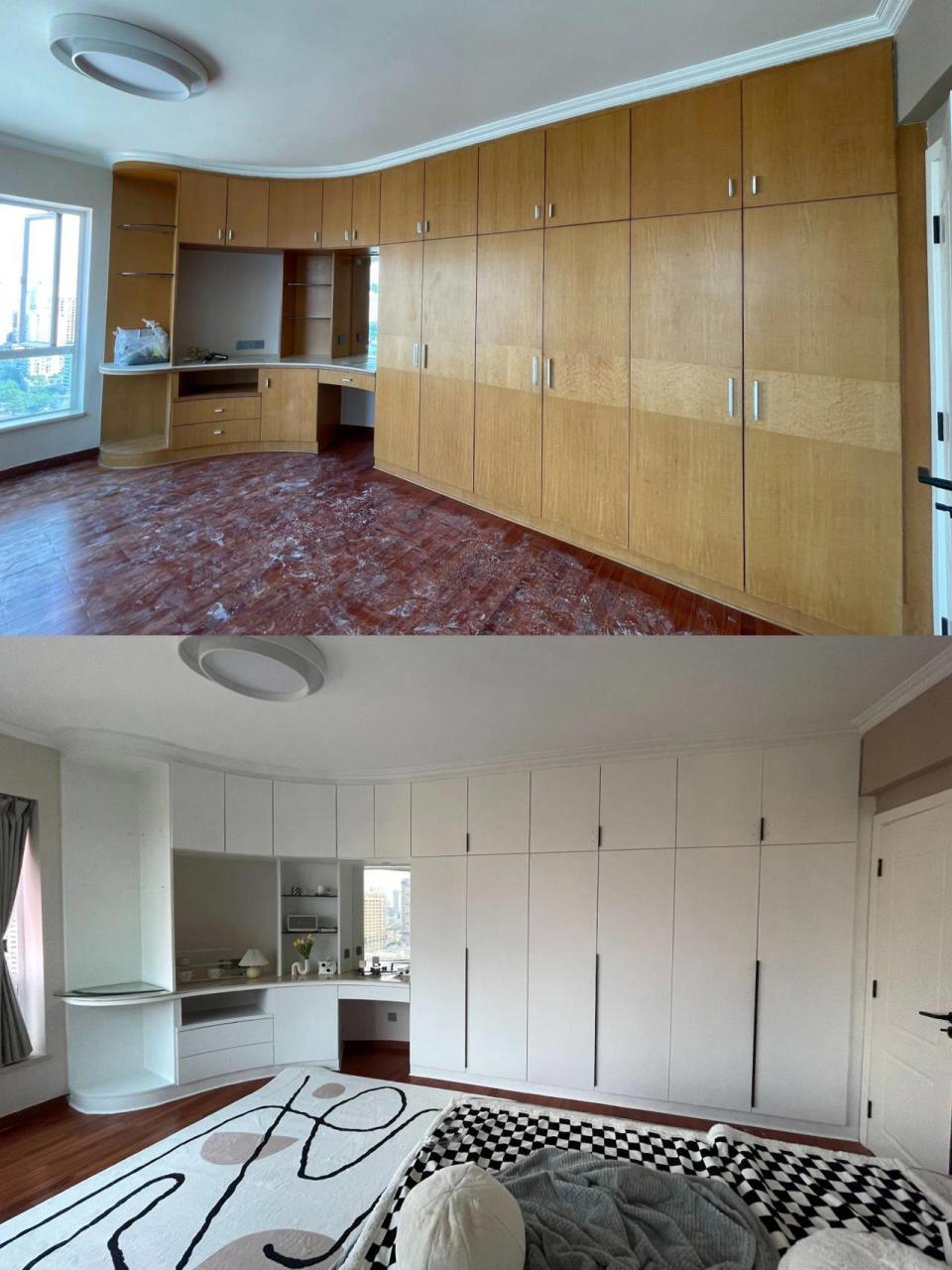 旧衣柜改色|家人们,看看这改造算不算成功 花了700多大洋把家里的衣柜