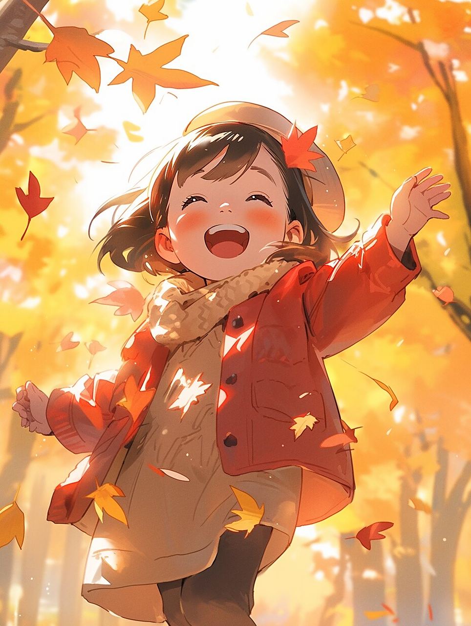 2--秋天可爱女孩头像壁纸 治愈 的笑容加上金色的阳光,心情也是美美哒