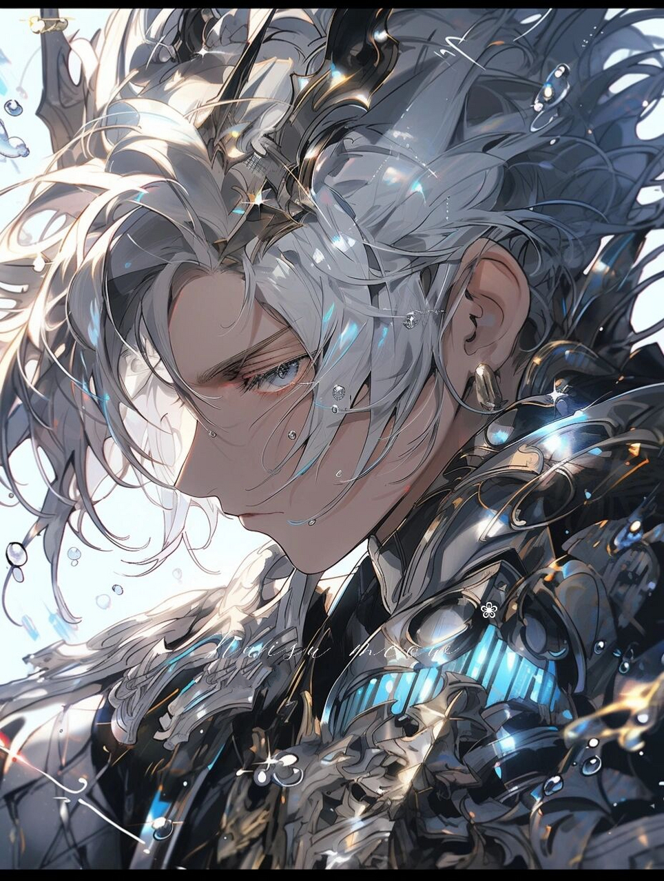 机甲战神|银发男神|坚毅勇猛男生头像 7615那个男人的降临引起