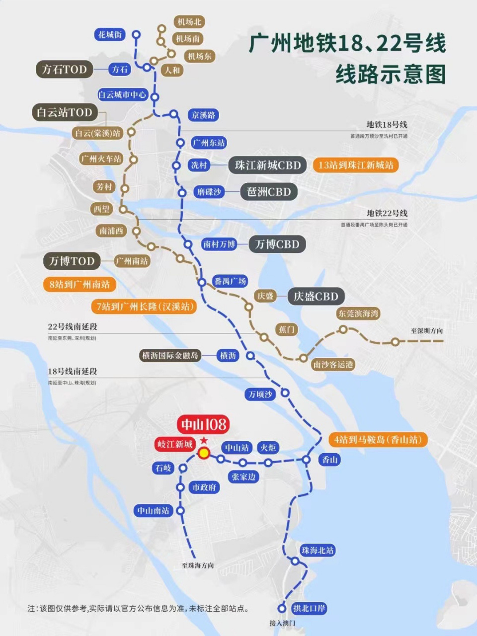 广州地铁18号线中山段站点一览