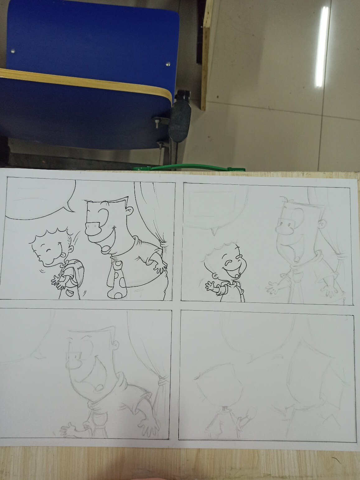 儿童画简笔画四格搞笑漫画教程步骤图