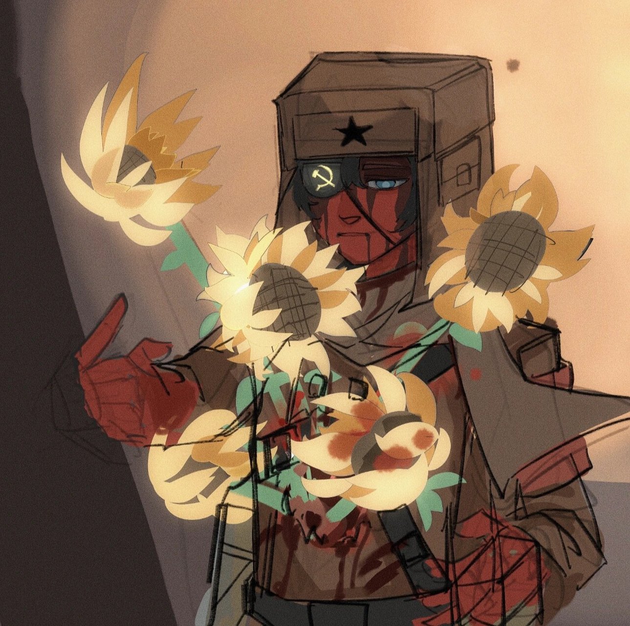 他的伟大理想随着向日葵逝去了 #countryhumans# #ch# #苏联