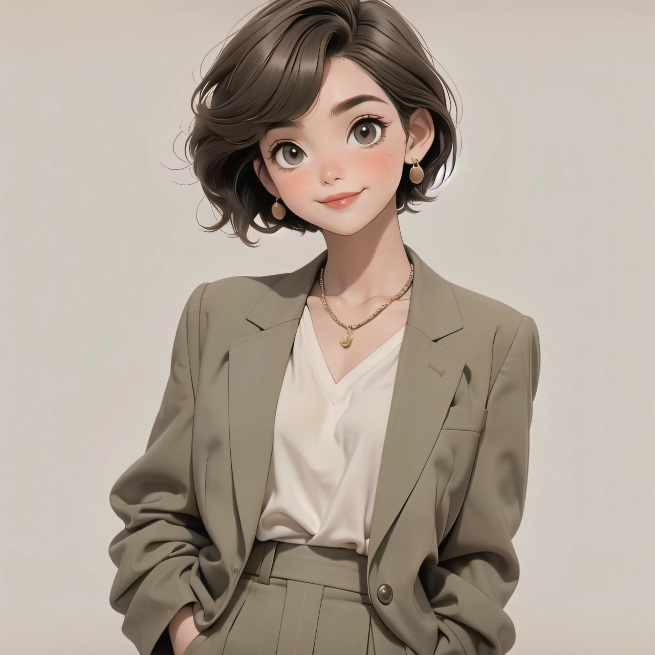 7815复古女生头像之酷飒的短发女生