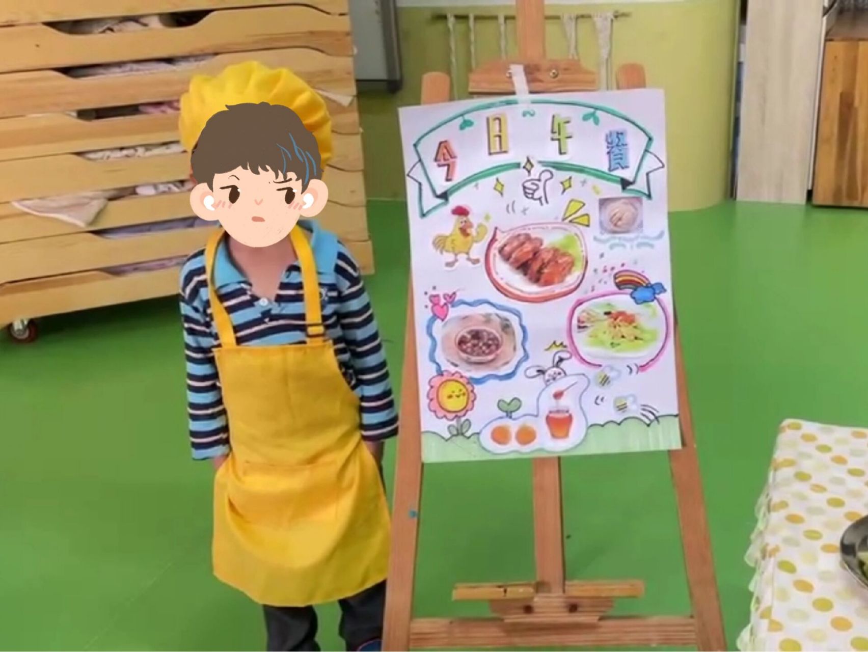 每日一画画|幼儿园菜谱手抄报 幼儿园手抄报-我是小小报餐员 图片打印