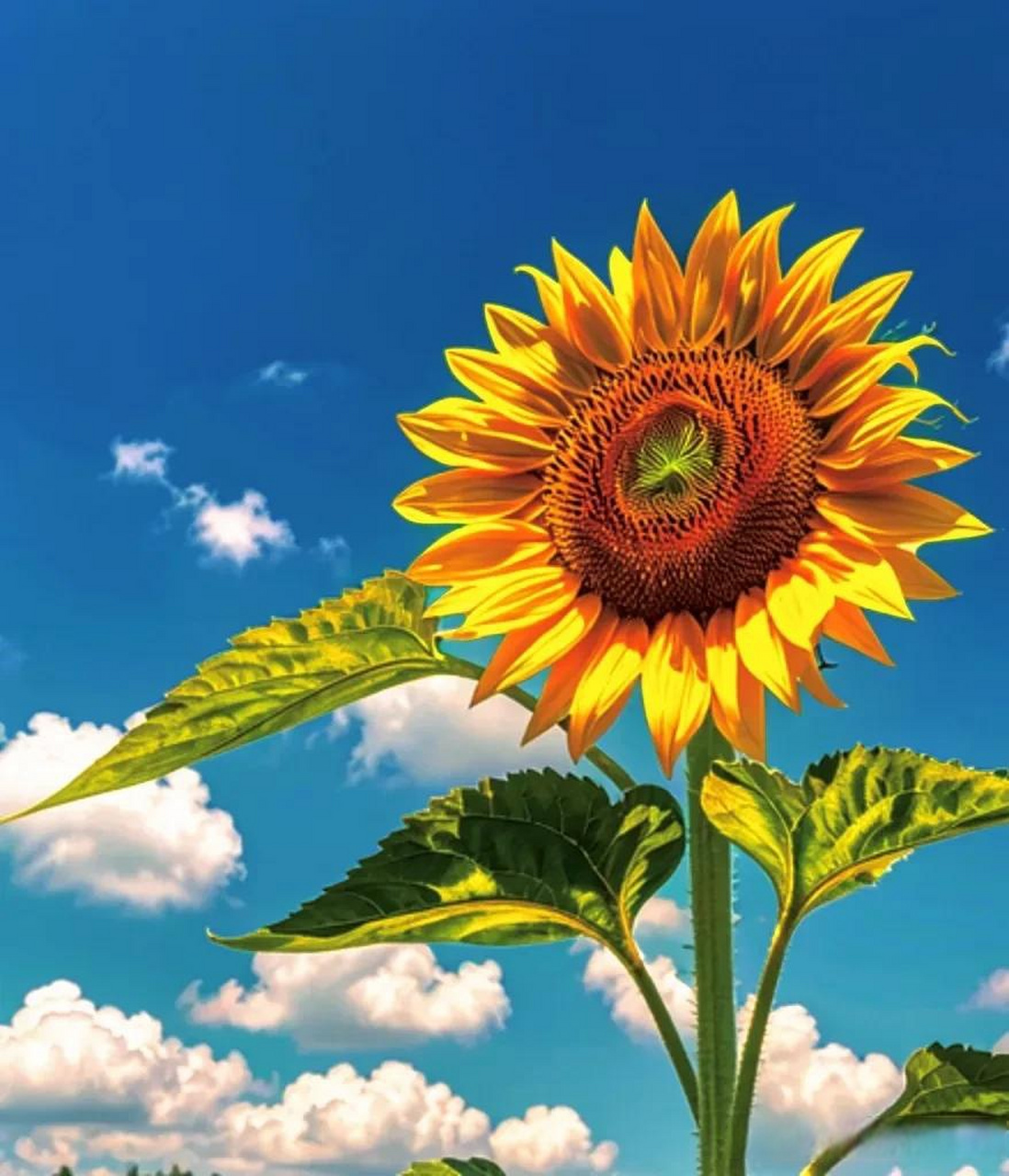 向日葵,在蓝天白云下绽放.向日葵盛夏之约 随拍漂亮花 花与生活